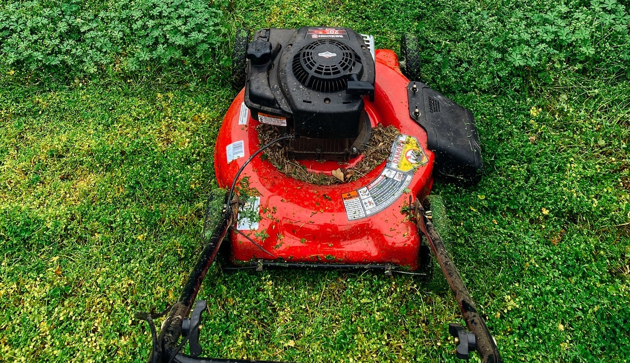Mowing the grass