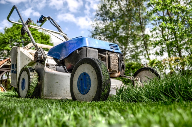 Lawn mower on grass