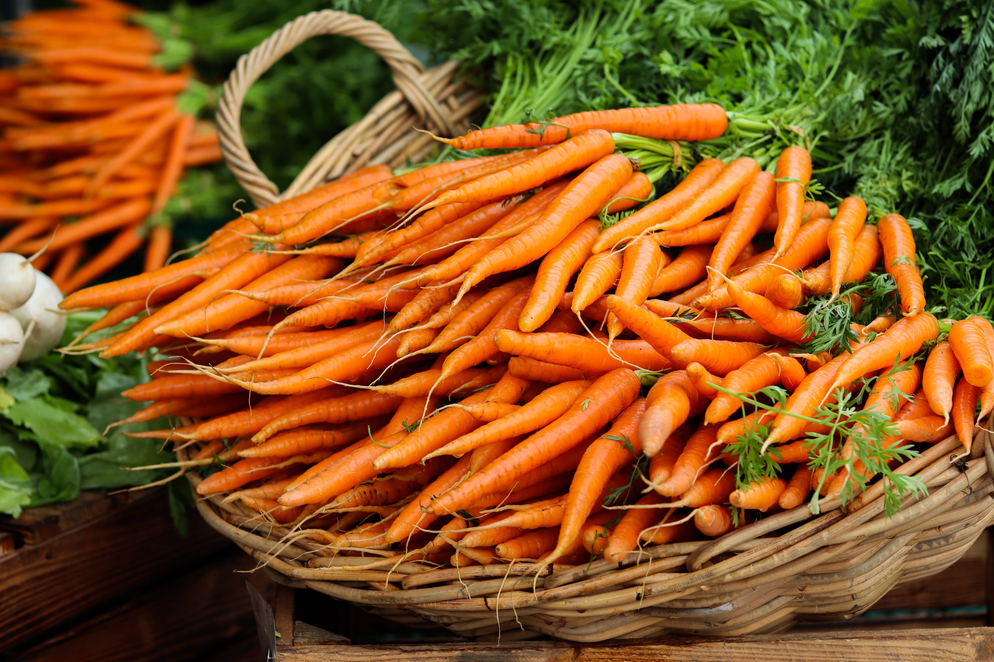 Carrots in a wicker basket